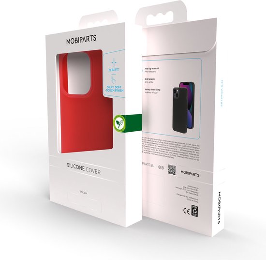 Mobiparts Coque en silicone pour Apple iPhone 14 Pro avec 1 film protecteur d'écran en Glas trempé - Rouge