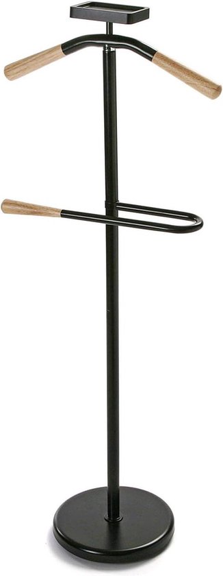 Versa - Moderne, Multifunctionele Kledingstandaard Met 2 Kapstokken Of Hangers Voor Heren Of Dameskleding Afmetingen H X L X B 112 X 288 X 46 Cm Zwartkleurig Met Natuurlijke Houtafwerking Versa - Moderne, Multifunctionele Kledingstandaard Met 2 Kapstokken Of Hangers Voor Heren Of Dameskleding Afmetingen H X L X B 112 X 288 X 46 Cm Zwartkleurig Met Natuurlijke Houtafwerking