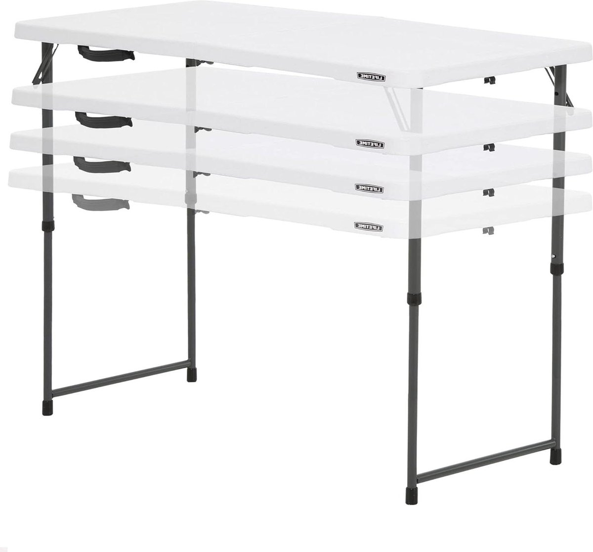 Lifetime Klaptafel & bijzettafel | 61x61x54 cm wit | kinderspeeltafel van stof en metaal
