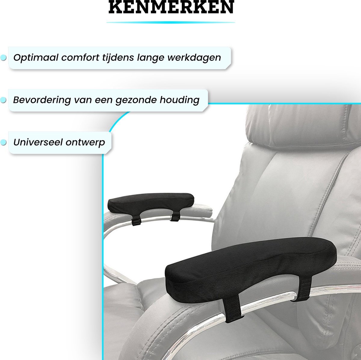 Armleuningkussen voor bureaustoelen, stoelbekleding met hoge dichtheid van traagschuim, multifunctioneel, wasbaar armleuningkussen, verstelbaar, voor thuiskantoor, speelstoel, rolstoel Armleuningkussen voor bureaustoelen, stoelbekleding met hoge dichtheid van traagschuim, multifunctioneel, wasbaar armleuningkussen, verstelbaar, voor thuiskantoor, speelstoel, rolstoel
