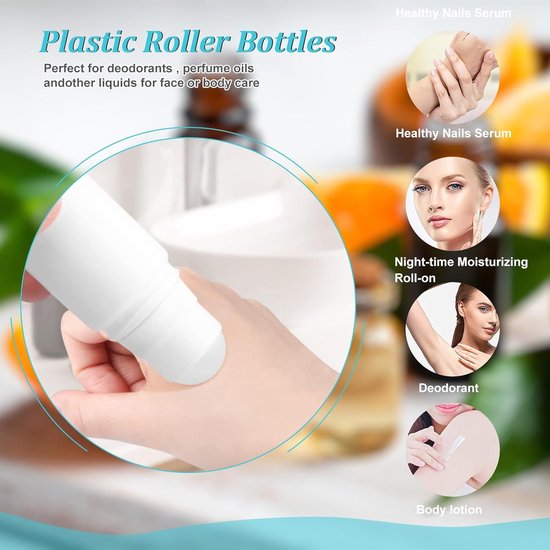 5 stuks roll-on lege deodorantflessen, 50, 90, 100 ml, lege deoroller om te vullen, voor etherische oliën, deodorant, muggenbescherming, zonnecrème, vochtcrème enz. — afbeelding 4
