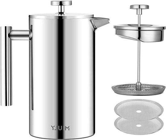 RAINBEAN French Press Koffiezetapparaat 12 Oz, Mini Koffiepers 1 Beker, Enkele Serve Franse Press, Met 3 Filteraties, Hittebestendige Dikte Borosilicaat Glas, Koffie Brewer Theepers