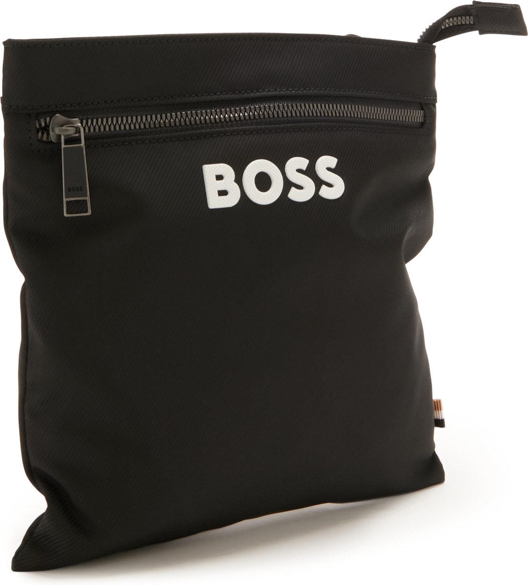 BOSS - Schoudertas van een katoenmix met leren details - Beige