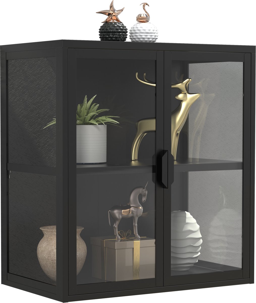 VCM stalen wandvitrine wandvitrine glas wandvitrine glas 65x60x35 cm Floka S