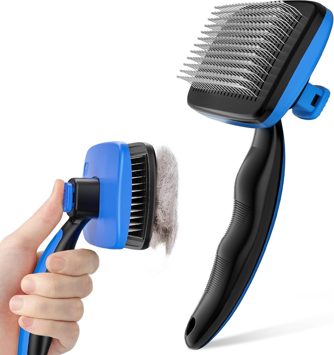 Hondenborstel lang haar, kattenborstel, huisdierborstel, zelfreinigende trekborstel, hondenkam, vachtborstel voor honden, zacht verwijdert onderwol, massage vachtverzorging, borstel voor