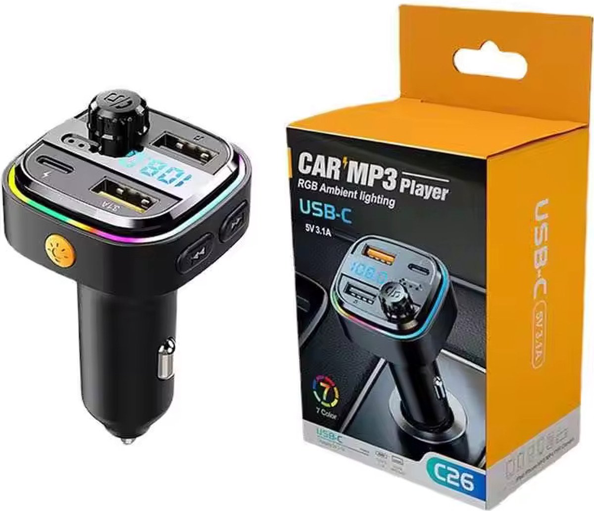 C26 Bluetooth FM Transmitter - Autolader - Carkit - Oplader