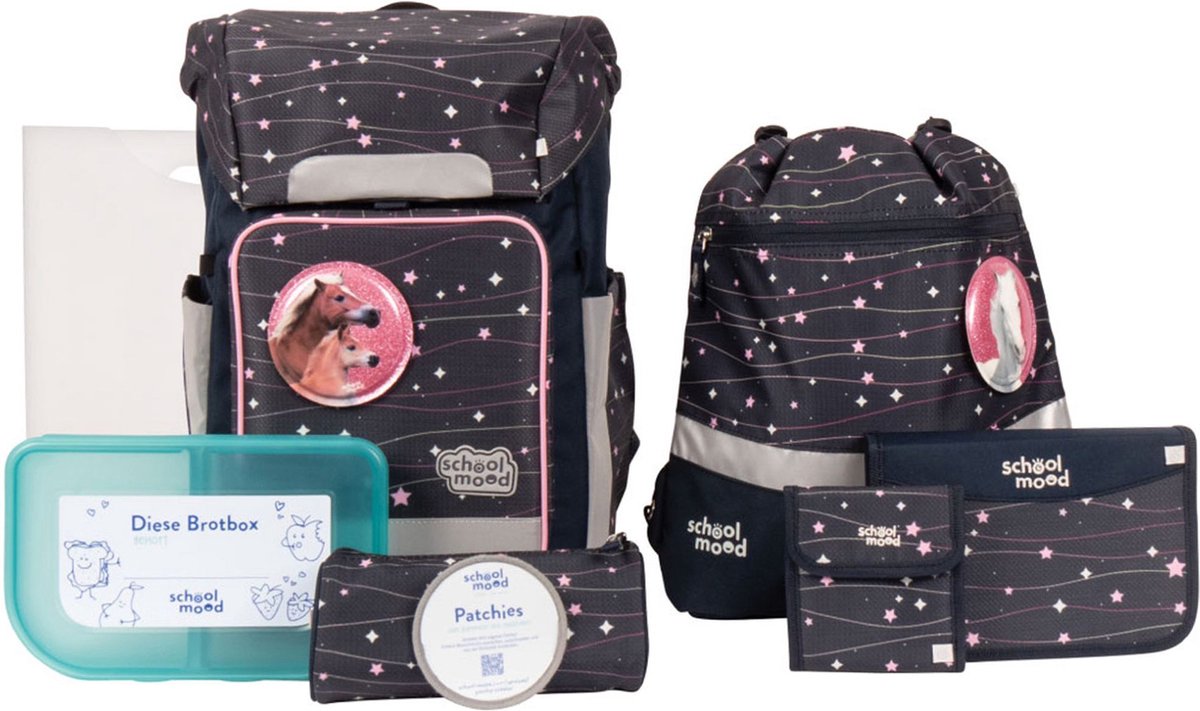School-Mood Schooltas Rebel Schulranzen-Set 8-delig Ella Donkerblauw