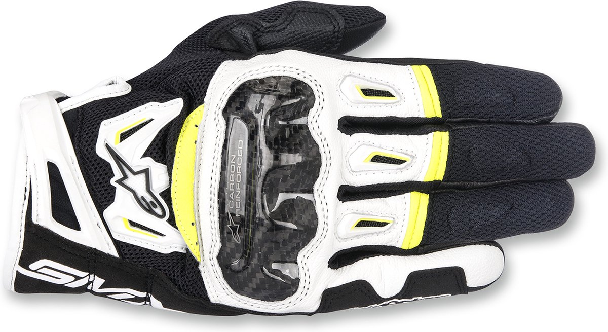 Alpinestars SMX-2 Air Carbon V2 Zwart Wit Geel - Handschoen