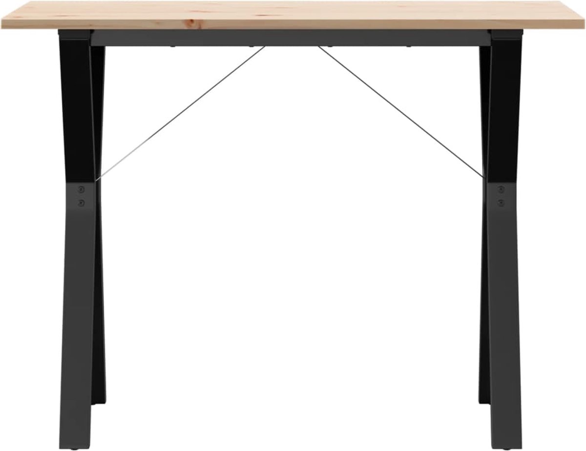 vidaXL Eettafel - Y-frame - 100x50x75 - cm - massief - grenenhout - en - staal Bruin