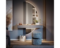 Vicco Kaptafel Melisa, Grijs, 120 cm met LED-spiegel