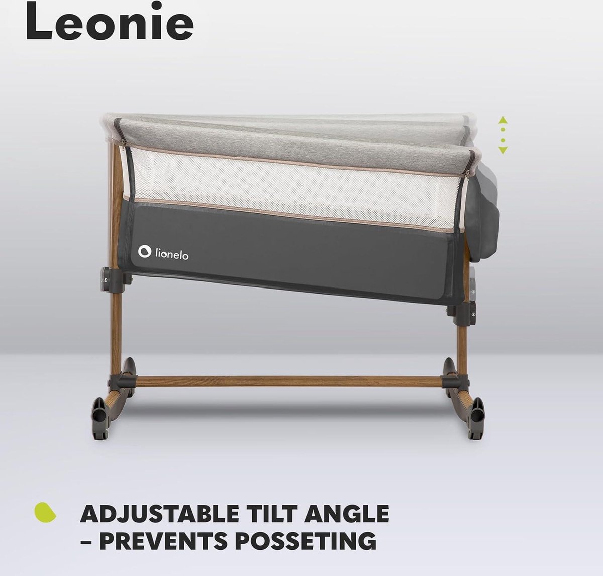 bijzetbed baby schommelfunctie, 5-traps hoogteverstelling schuine