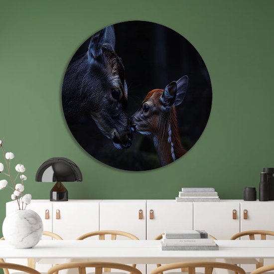 Herten muurcirkels - dieren muurcirkels - Muurcirkels Baby hert - Moderne schilderijen - Wandcirkels - Wanddecoratie muurcirkel forex 70x70 cm