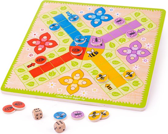 Gioco Da Tavolo Ludo In Legno – Bigjigs Toys | Classico Gioco Di Società Per Famiglie | Tabellone E Pedine In Legno | Età 3+ Anni