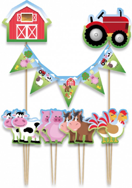 Paperdreams - Taartdecoratie set boerderij - 9 stuks