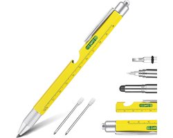 YONO Multitool Pen - Liniaal - Waterpas - Schroevendraaier - Zaklamp - Flesopener - Stylus - 9in1