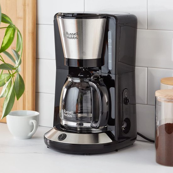 Adventure Brushed Koffiezetapparaat (incl. Glazen Kan) RVS/Zwart 10 Koppen - 24010-56 Russell Hobbs - Koffiemachine met 1,25 Liter Capaciteit