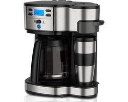 Koffiezetapparaat met Dubbel Brouwsysteem tot 12 Kopjes - Programmeerbare Timer - Roestvrij Staal/Zwart - Hamilton Beach 49980A-CE