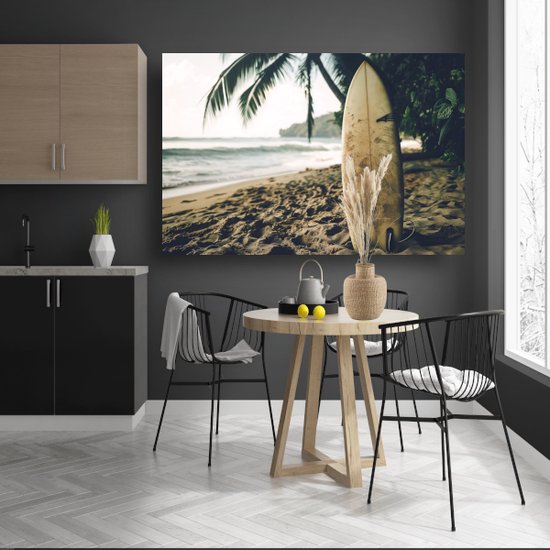 Tableaux planche de surf - Tableau Object - Peinture sur toile Plage - Tableau Vintage - Peintures toile - Décoration chambre toile 70x50 cm