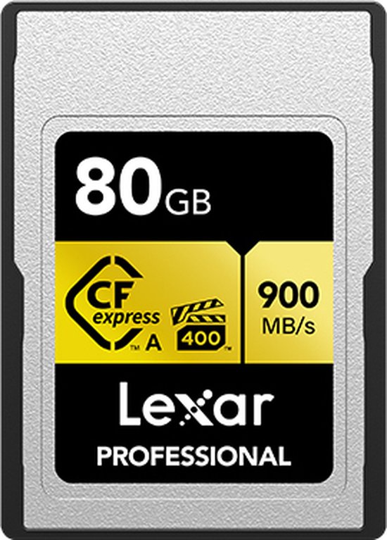 Lexar CFexpress PRO Type A Gold Series 80GB - Lezen 900MB/s, Schrijven 800MB/s - VPG400