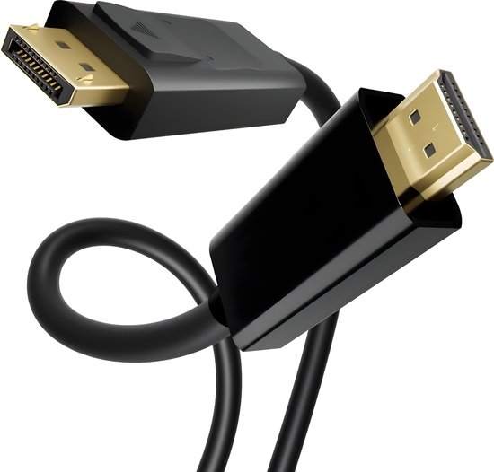 Câble DisplayPort vers HDMI - 2 mètres - 1080P - Convertisseur DP (Male) vers HDMI (Male)