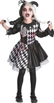 LUCIDA - Zwart en wit bloederig harlekijn kostuum voor meisjes - XS 92/104 (3-4 jaar)