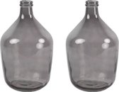 Elegante Grijze Transparante Fles Vazen Set - 2 Stuks, 38x23cm van Dik Kwaliteitsglas