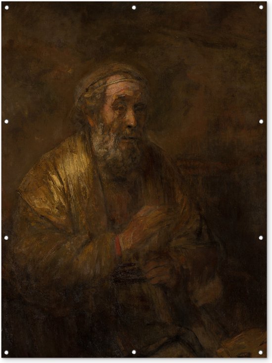 Muurdecoratie buiten Homerus - Rembrandt van Rijn - 120x160 cm - Tuindoek - Buitenposter