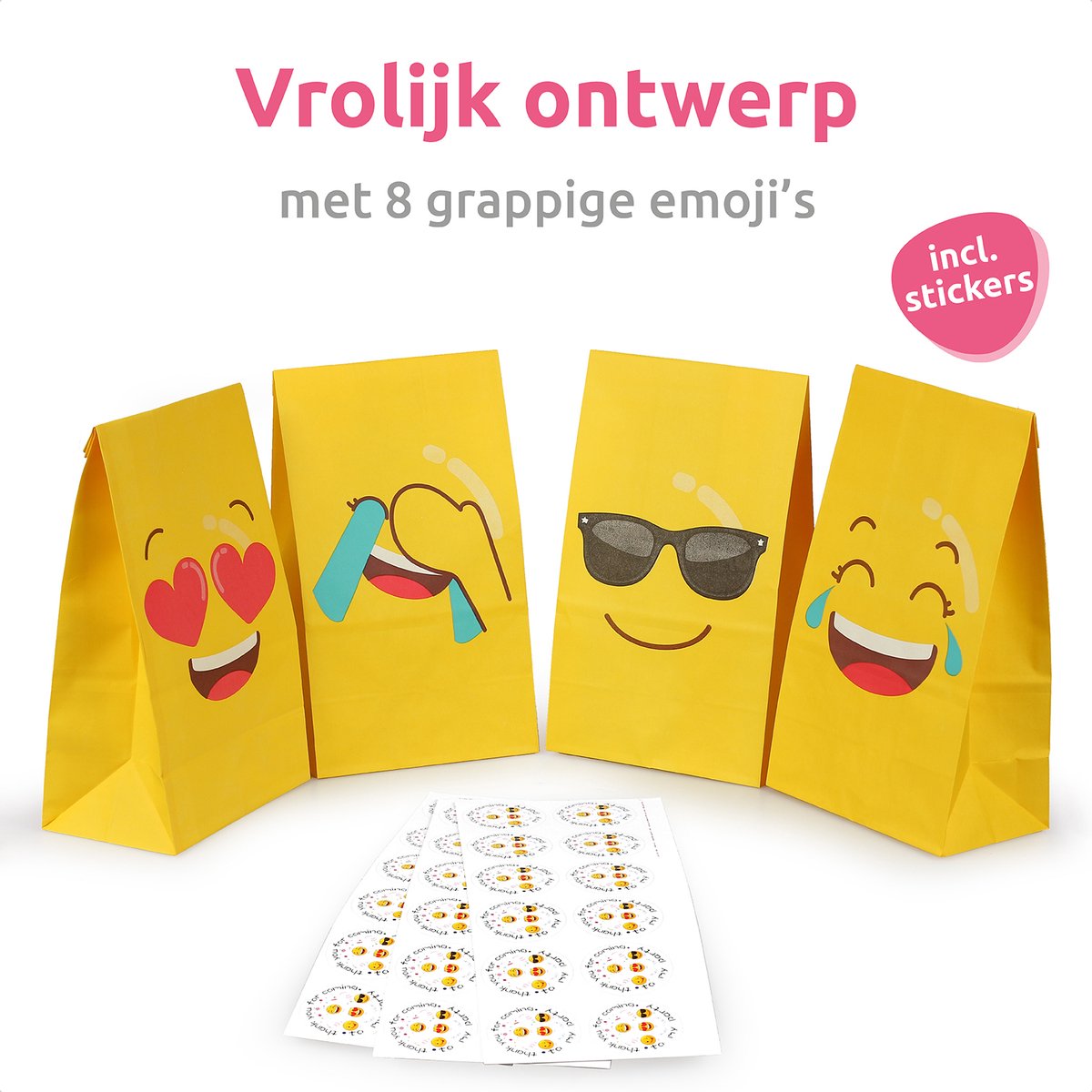 Isa's Friends® Uitdeelzakjes + Stickers - Smileys - 40 stuks - Stevig Papier - Traktatie zakjes — afbeelding 6