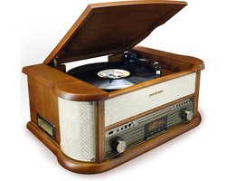 Soundmaster NR566BE Nostalgisch stereo muziekcenter met DAB+, bluetooth, platenspeler, CD en cassettespeler