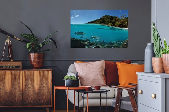 Stickers muraux - Film autocollant - Corail - Requins - Mer - 90x60 cm - Film adhésif - Stickers muraux muraux Chambre d'enfant - Papier peint autocollant - Papier peint autocollant - Film autocollant