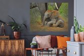 Muurstickers - Sticker Folie - Olifant - Dieren - Zand - Natuur - 120x90 cm - Plakfolie - Muurstickers Kinderkamer - Zelfklevend Behang - Zelfklevend behangpapier - Stickerfolie