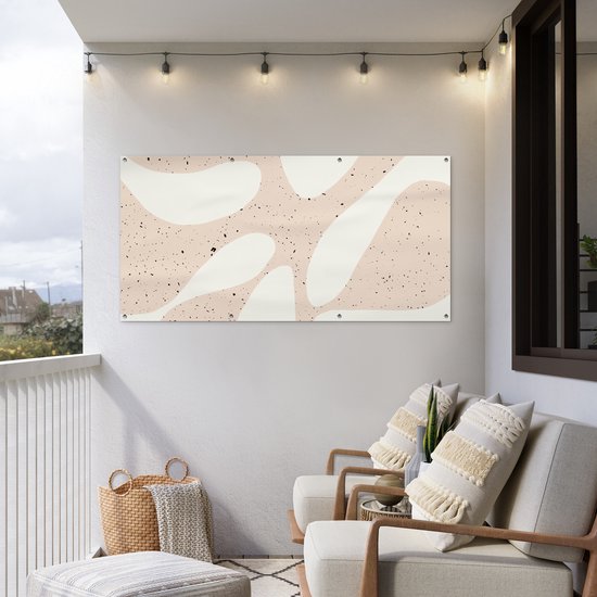 Décoration murale d'extérieur Plantes - Abstrait - Rose - Pastel - 160x80 cm - Toile de jardin - Poster extérieur