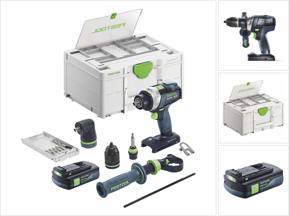 Festool TPC 18/4 I-Basic-Set accu-slagboormachine 18 V 75 Nm borstelloos + 1x accu 3.0 Ah + systainer - zonder oplader