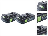 Jeu de batteries Festool 2x batterie BP 18 Li 3.0 C 18 V 0 Ah / 3000 mAh Li-Ion (2x 577658) avec indicateur de niveau de charge