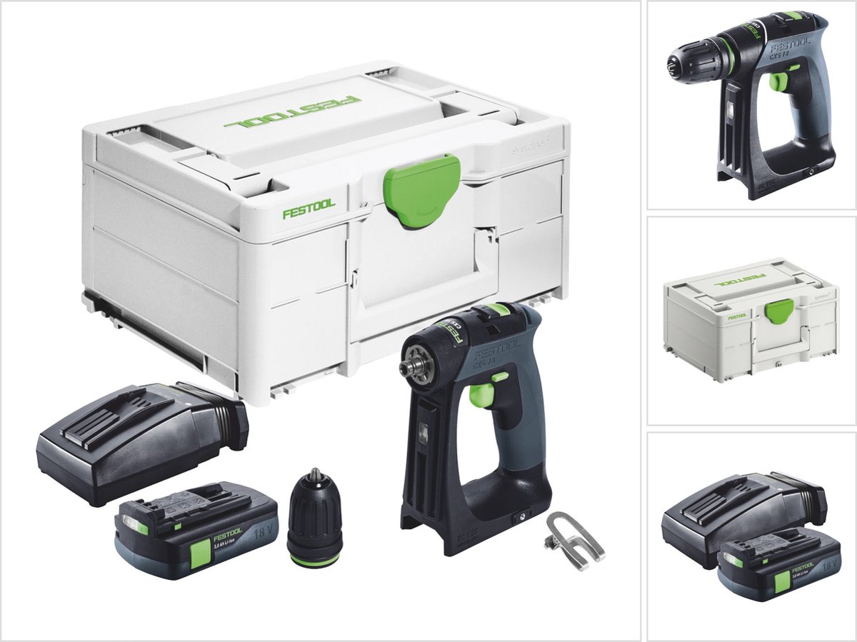 Festool CXS 18 accuschroefboormachine 18 V 40 Nm borstelloos + 1x accu 3.0 Ah + lader + systainer