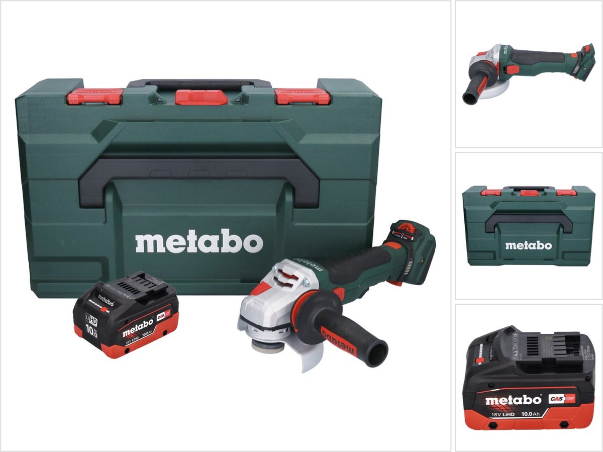 Metabo WVB 18 LTX BL 15-125 Quick accu haakse slijper 18 V 125 mm borstelloos + 1x accu 10.0 Ah + metaBOX - zonder lader