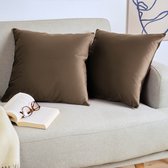 Blumtal Set de 2 Taies d'oreiller - Velours - 45 x 45 cm - Marron foncé - Fermeture éclair cachée - Housse de coussin pour oreillers décoratifs