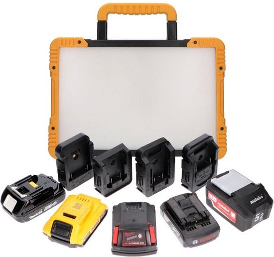 LED's Work Draadloze LED Bouwlamp 5200 - Werkt op accu's van Makita, Bosch, Dewalt, Milwaukee, Metabo – IP54 - Bouwlampen - Werklamp oplaadbaar - Bouw lamp