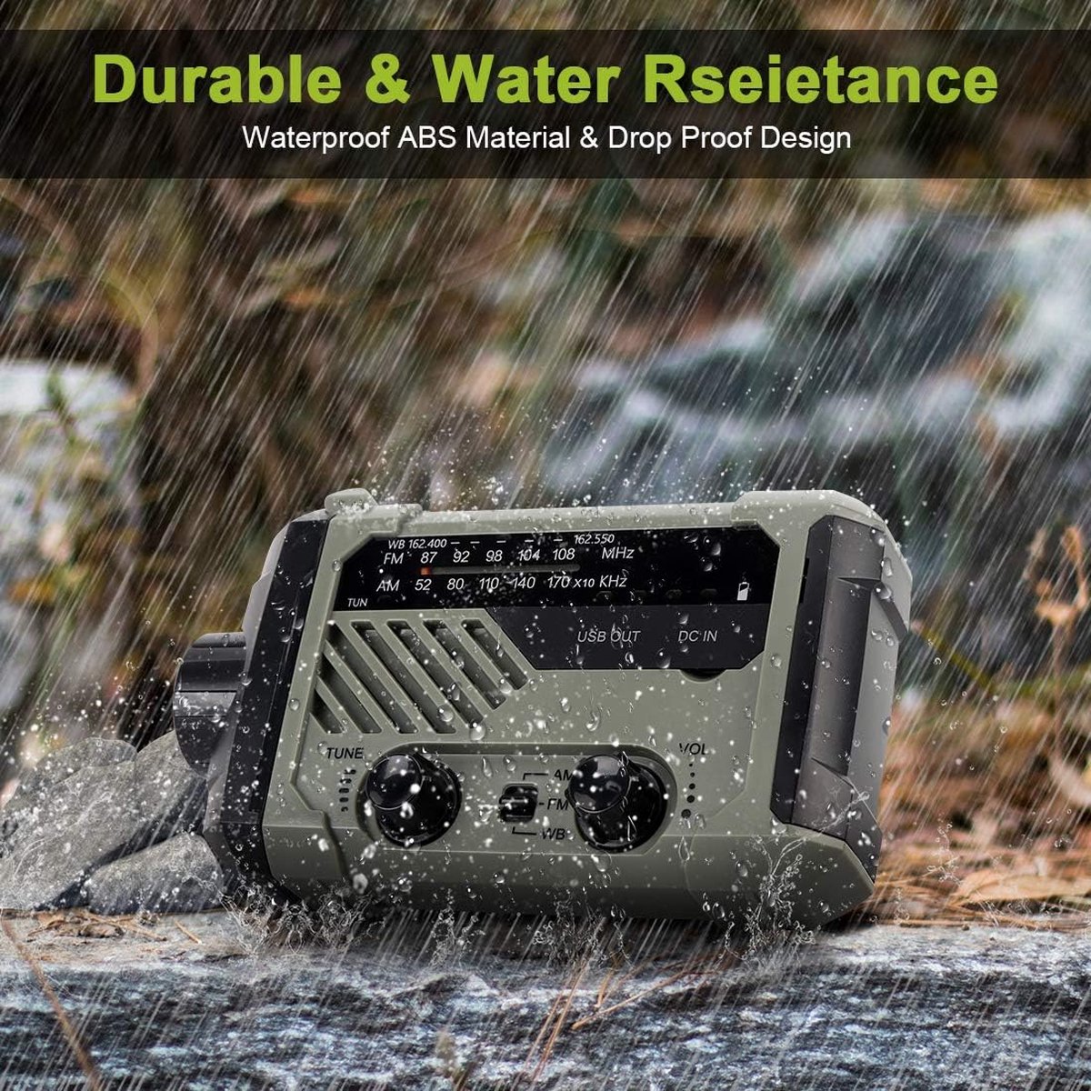 NOAA Notradio, 10.000 MAh/37000 MWh, Zwengelradio Op Sos Alarm