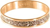 Quiges Stapelring Ring - Vulring Bruin Glitter - Dames - RVS roségoudkleurige - Maat 20 - Hoogte 4mm