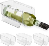 Relaxdays 4x organisateur de bouteilles koelkast - porte-bouteilles - empilable - plastique - transparent