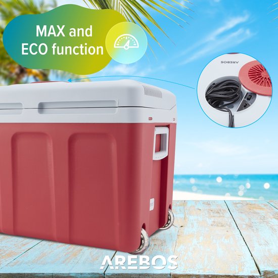Arebos 40L Thermo-elektrische Koelbox – 12V/230V, Eco-modus, Tot 20°C Onder Omgevingstemperatuur, Voor Auto En Thuis