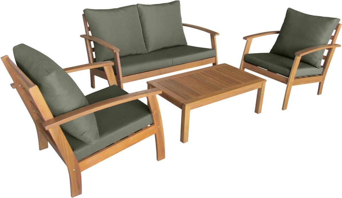 sweeek - Houten loungeset, ushuaïa, 4 zitplaatsen