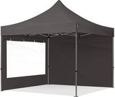 3x3 m Easy Up partytent Vouwpaviljoen, PREMIUM staal 40mm met zijwanden (panorama), donkergrijs