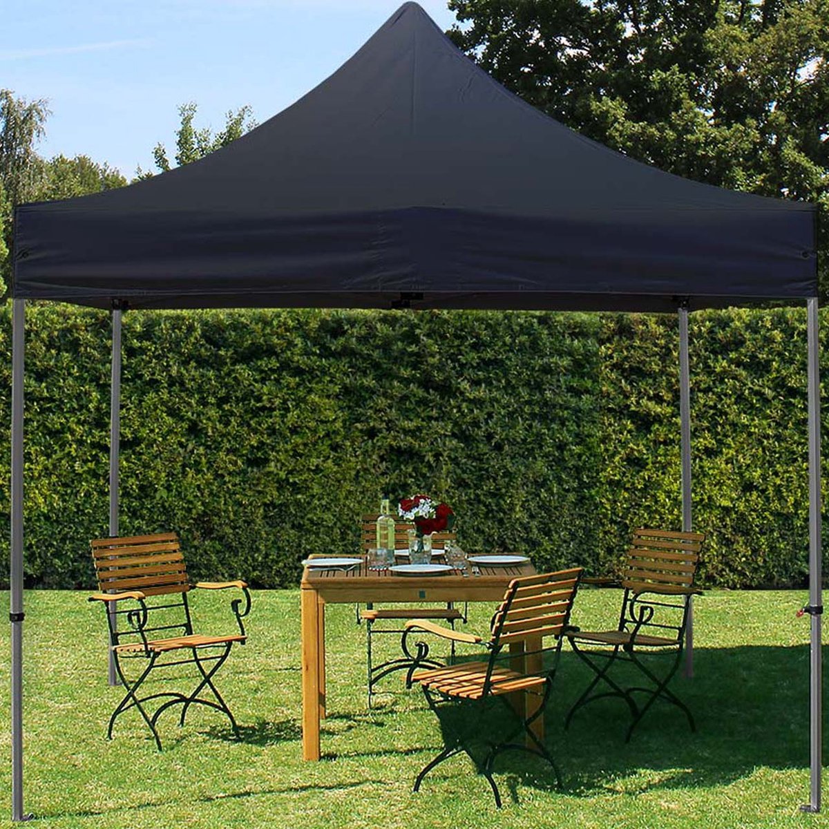 TOOLPORT 3x3 m Easy Up partytent Vouwpaviljoen PREMIUM staal 40mm zwart