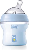 Chicco Natural Feeling Anticolic fles 0 maanden + 150 ml, fles met zuiger van zachte en flexibele siliconen, geschikt voor gemengde borstvoeding, langzame stroom, kleur lichtblauw 0+ maanden