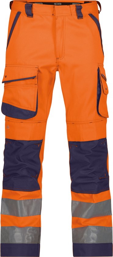 DASSY® Chicago Hogezichtbaarheidsbroek met kniezakken - maat 58 - FLUO-ORANJE/MARINEBLAUW