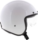 Witte MT Le Mans II helm, driekwart aanzicht van voren, met helder vizier en zwarte randafwerking met witte stiksels.