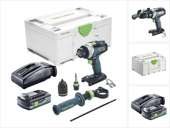 Festool TPC 18/4 I-Basic accu klopboormachine 18 V 75 Nm borstelloos + 1x accu 4.0 Ah + lader + systainer
