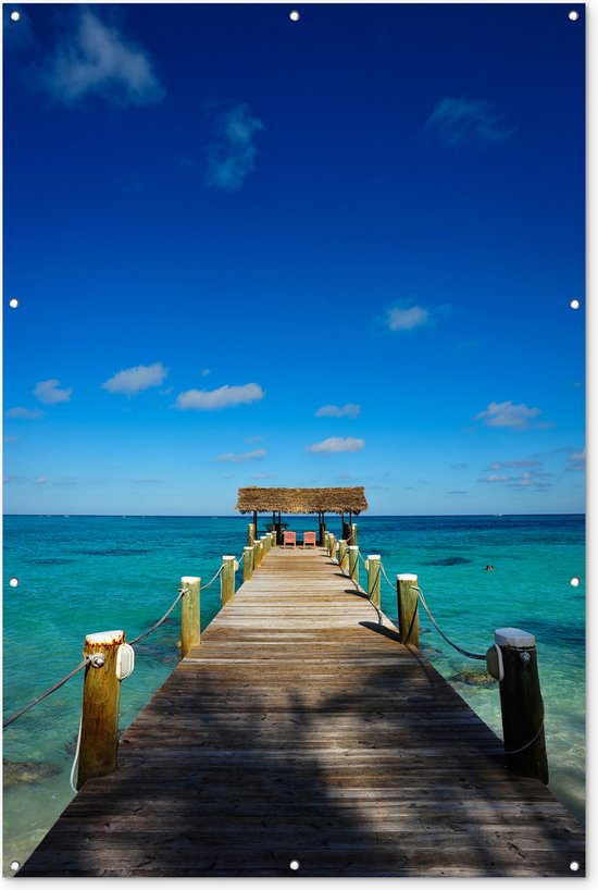 Muurdecoratie Steiger op de Bahamas - 120x180 cm - Tuinposter - Tuindoek - Buitenposter